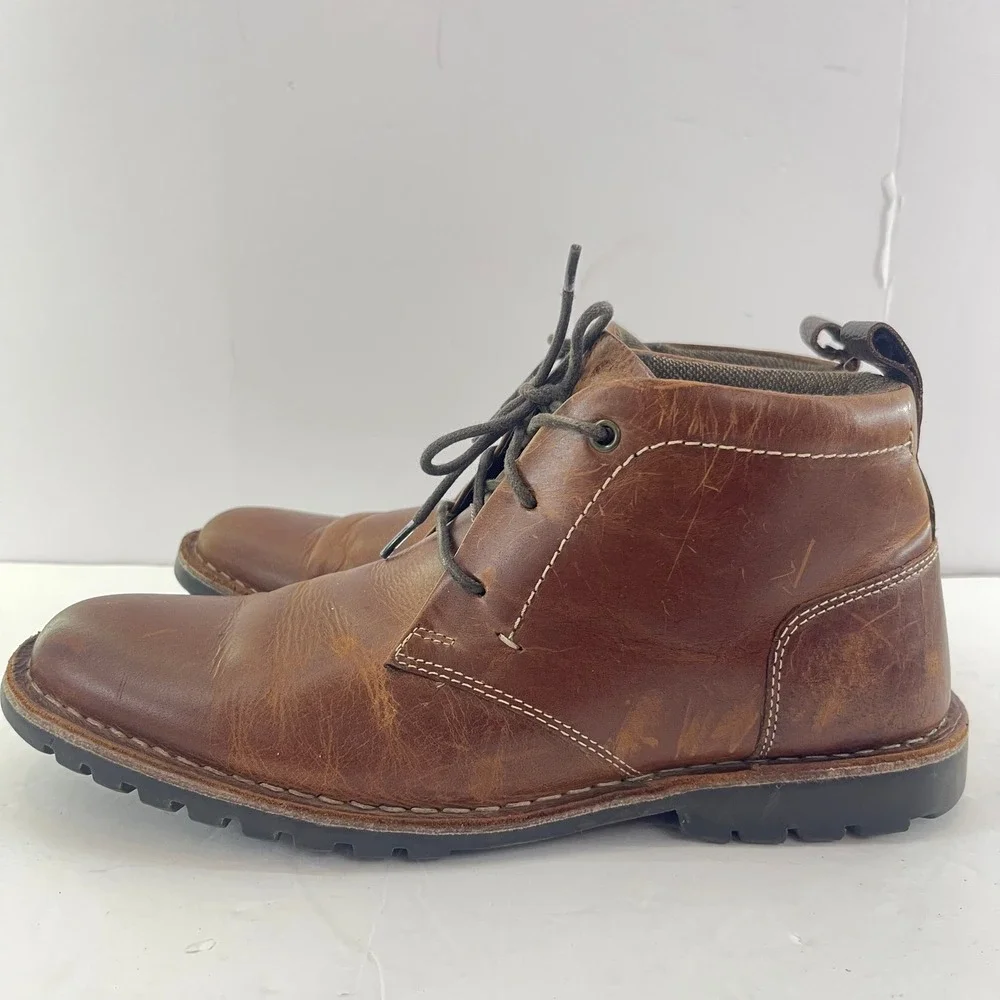 Leather Chukka Boots Mens 9 Brown Distressed Lug Sole Lace‎ Up India Heritage